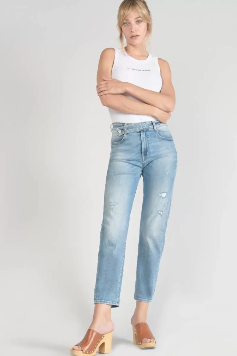 Le Temps des Cerises Coupe Regular-Basic 400/17 Mom Taille Haute 7/8Eme Jeans Destroy Bleu N°4 Blue