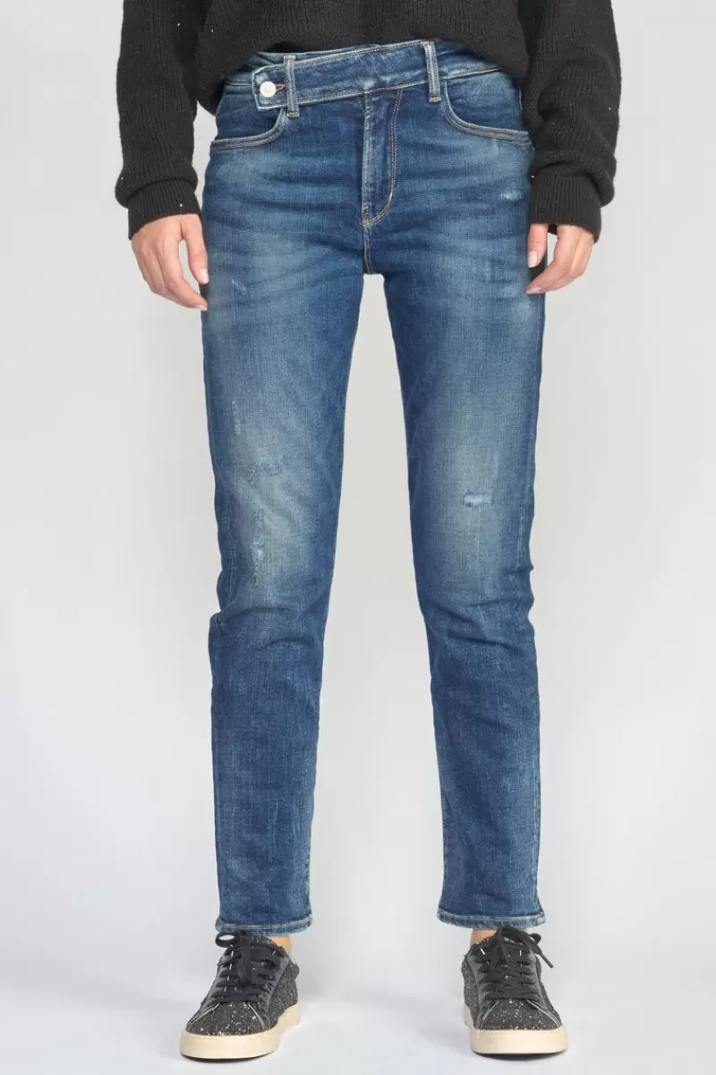 Le Temps des Cerises Coupe Regular-Basic 400/17 Mom Taille Haute 7/8Eme Jeans Destroy Bleu N°2 Blue