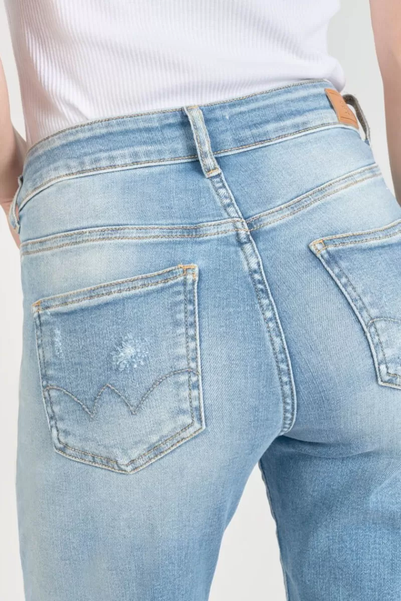 Le Temps des Cerises Coupe Regular-Basic 400/17 Mom Taille Haute 7/8Eme Jeans Destroy Bleu N°4 Blue