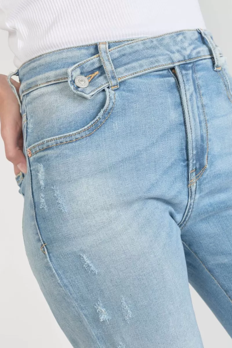 Le Temps des Cerises Coupe Regular-Basic 400/17 Mom Taille Haute 7/8Eme Jeans Destroy Bleu N°4 Blue
