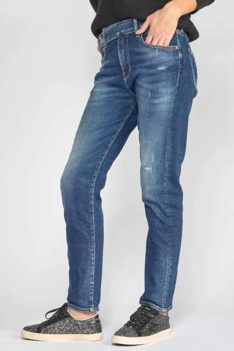 Le Temps des Cerises Coupe Regular-Basic 400/17 Mom Taille Haute 7/8Eme Jeans Destroy Bleu N°2 Blue