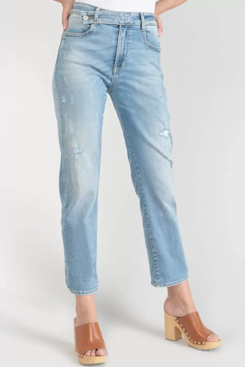 Le Temps des Cerises Coupe Regular-Basic 400/17 Mom Taille Haute 7/8Eme Jeans Destroy Bleu N°4 Blue
