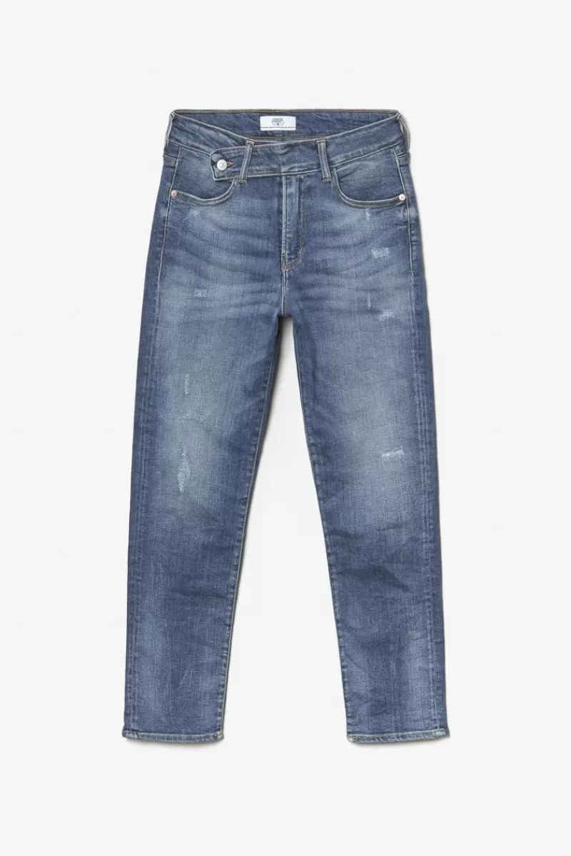 Le Temps des Cerises Coupe Regular-Basic 400/17 Mom Taille Haute 7/8Eme Jeans Destroy Bleu N°2 Blue