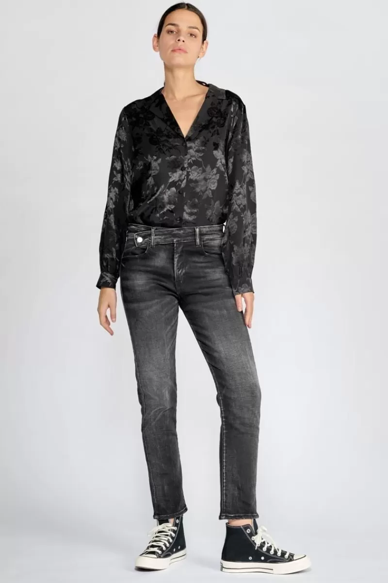 Le Temps des Cerises Coupe Regular-Basic 400/17 Mom Taille Haute 7/8Eme Jeans Noir N°1 Black / Black