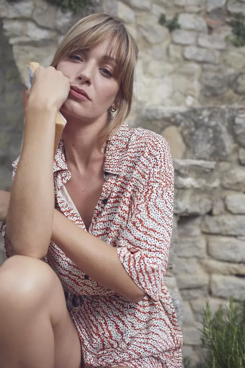 Le Temps des Cerises Chemises-Blouse Freila A Motif Orange Et Noir Orange Zebra