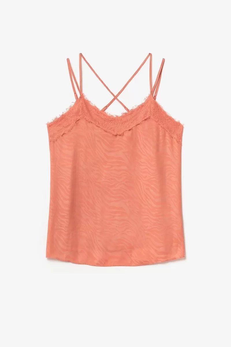 Le Temps des Cerises Tops-Caraco Ayek En Jacquard Orange Corail Coral Rose