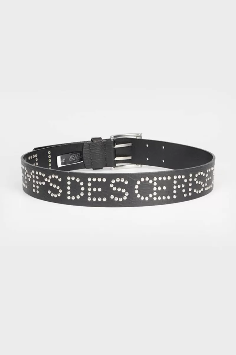 Le Temps des Cerises Ceintures-Ceinture First En Cuir Noir Black-Silver