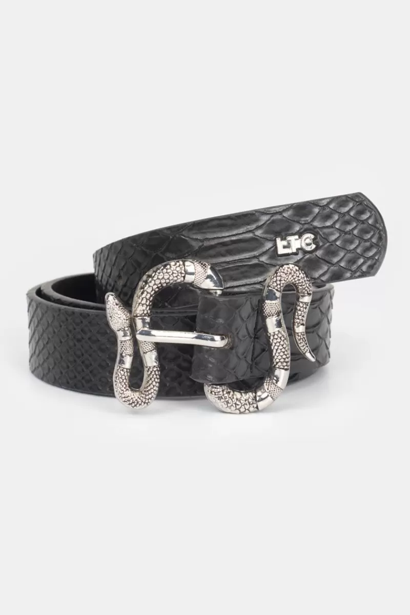 Le Temps des Cerises Ceintures-Ceinture Haouz A Motif Python Noir Black