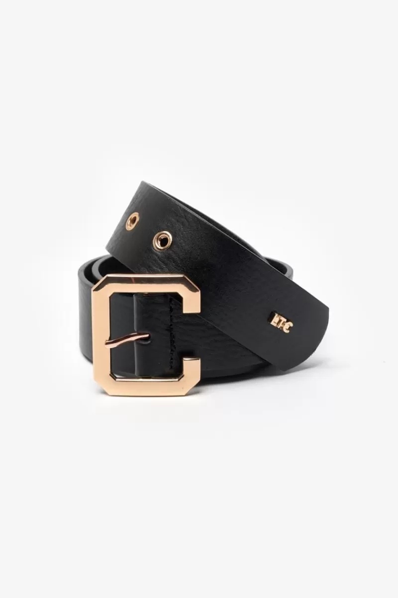 Le Temps des Cerises Ceintures-Ceinture Julia En Cuir Noir Black/Gold