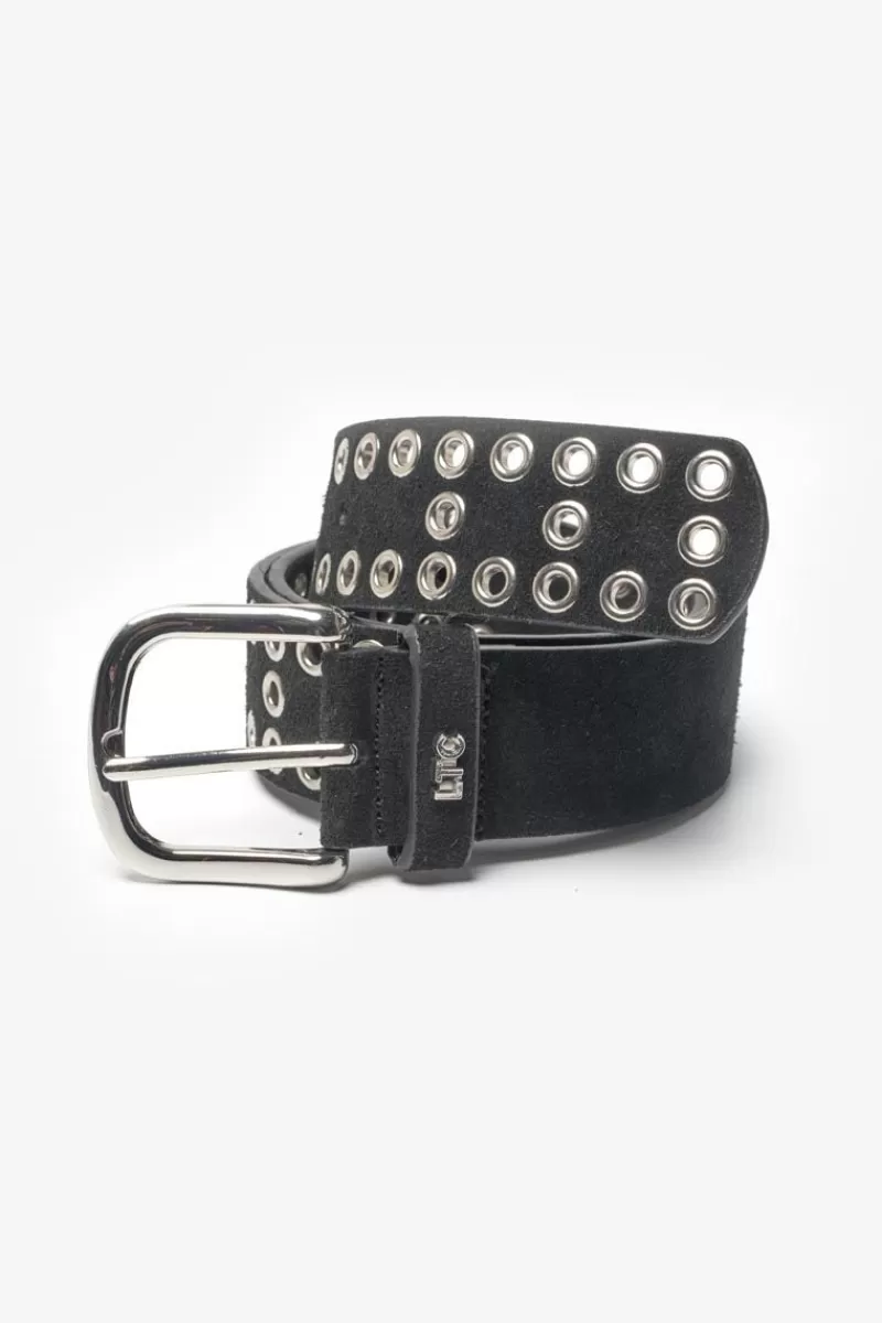 Le Temps des Cerises Ceintures-Ceinture Lucia En Cuir Velours Noir Black