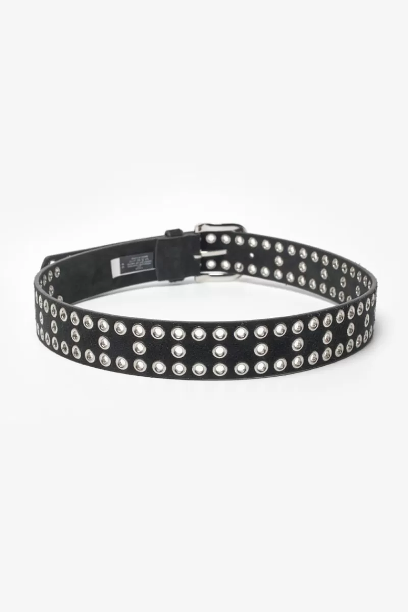 Le Temps des Cerises Ceintures-Ceinture Lucia En Cuir Velours Noir Black