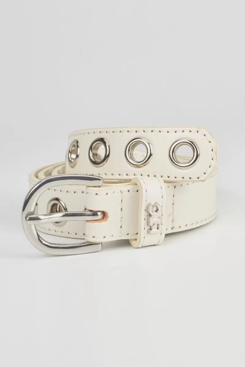 Le Temps des Cerises Ceintures-Ceinture Taouna En Cuir Blanc White