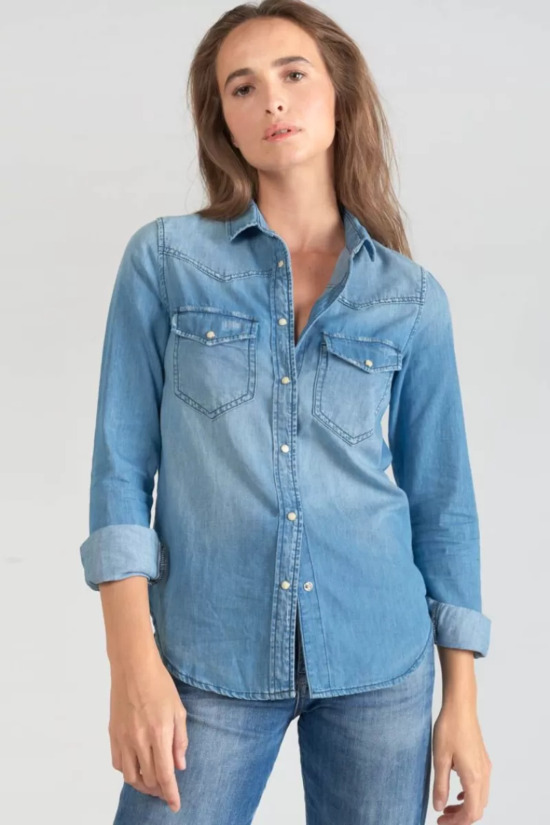 Le Temps des Cerises Chemises Et Vestes-Chemise En Jeans Juanita Bleu Clair Blue