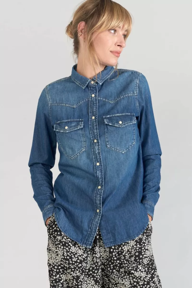 Le Temps des Cerises Chemises Et Vestes-Chemise En Jeans Juanita Bleue Medium Blue Denim