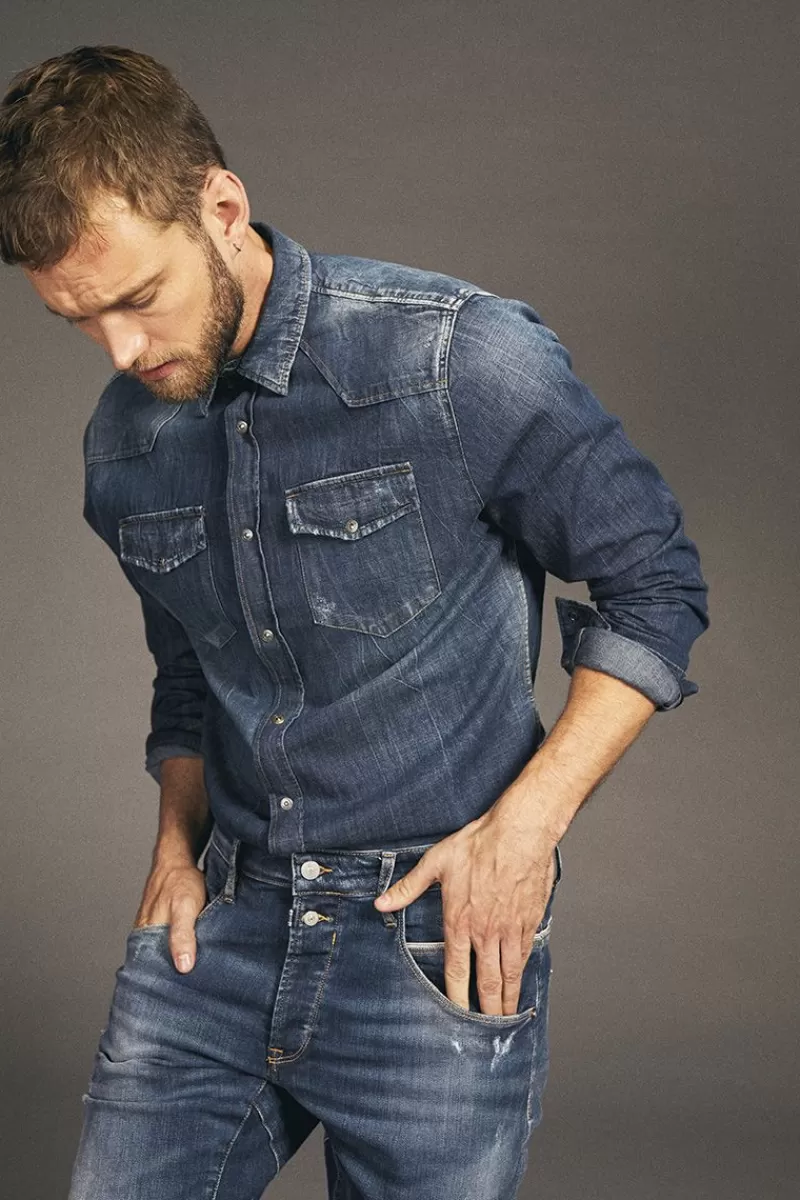 Le Temps des Cerises Chemises Et Vestes-Chemise Juanito En Jeans Bleu Blue