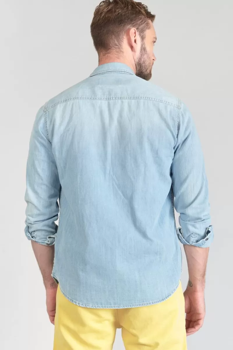 Le Temps des Cerises Chemises Et Vestes-Chemise Juanito En Jeans Bleu Clair Blue