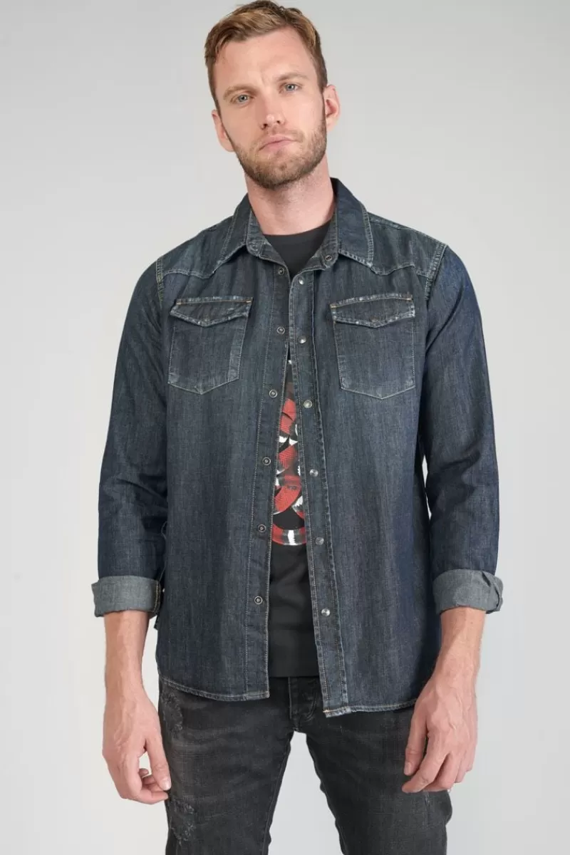 Le Temps des Cerises Chemises Et Vestes-Chemise Juanito En Jeans Brut Blue