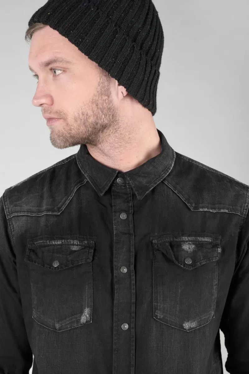 Le Temps des Cerises Chemises Et Vestes-Chemise Juanito En Jeans Noir Delave Black / Black