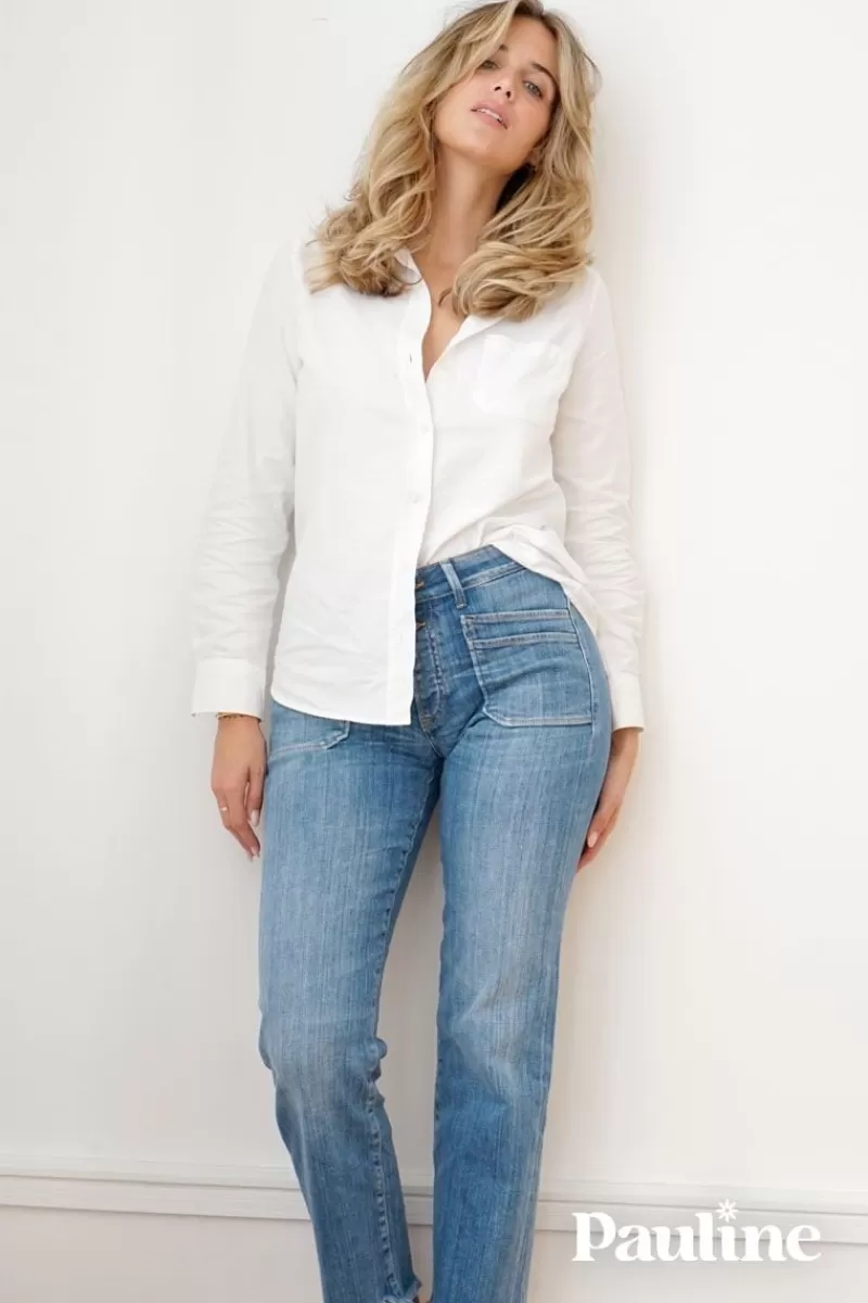 Le Temps des Cerises Coupe Regular-Collab @Paulinetrrs Pablo Taille Haute 7/8Eme Jeans Bleu N°4 Blue
