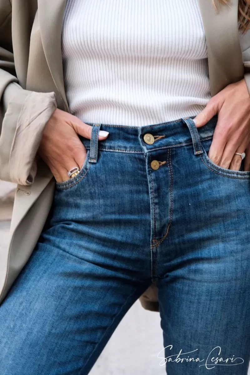 Le Temps des Cerises Coupe Regular-Collab @Sabrinacsari Roma 400/19 Mom Taille Haute Jeans Bleu N°1 Blue