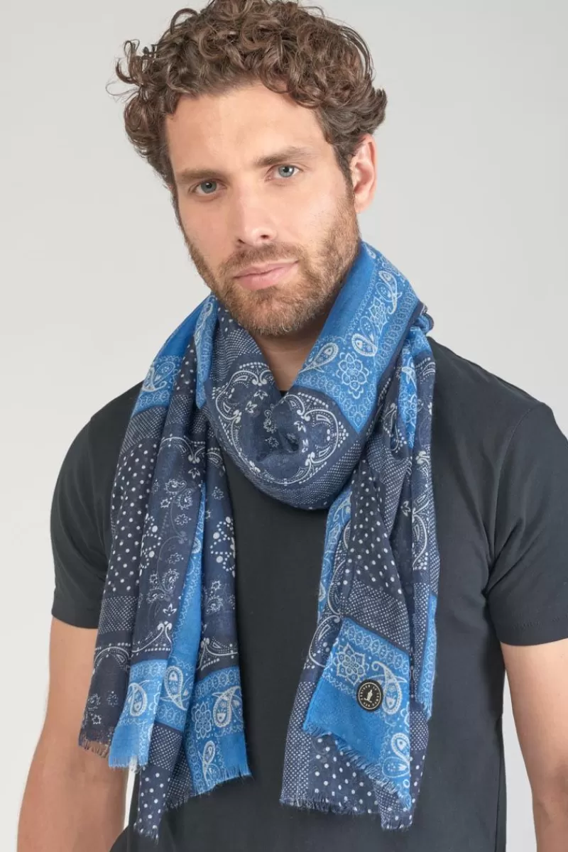 Le Temps des Cerises Écharpes & Foulards-Foulard Brite A Motif Cachemire Bleu Peacoat