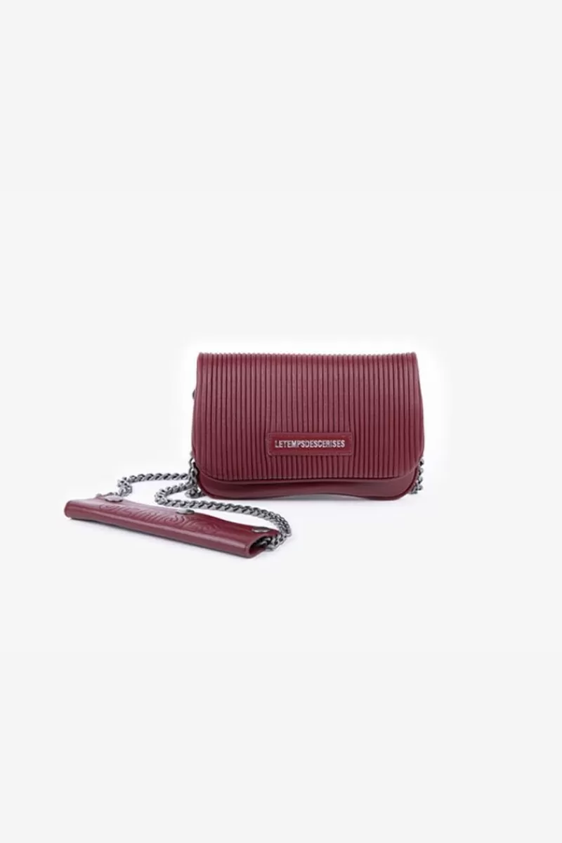 Le Temps des Cerises Sacs & Portefeuilles-Mini Sac A Bandouliere Jade Bordeaux Plisse Rouge Fonce