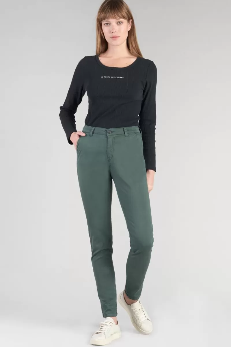 Le Temps des Cerises Pantalons & Chinos-Pantalon Chino Dyli4 Vert Bouteille Green Bottle