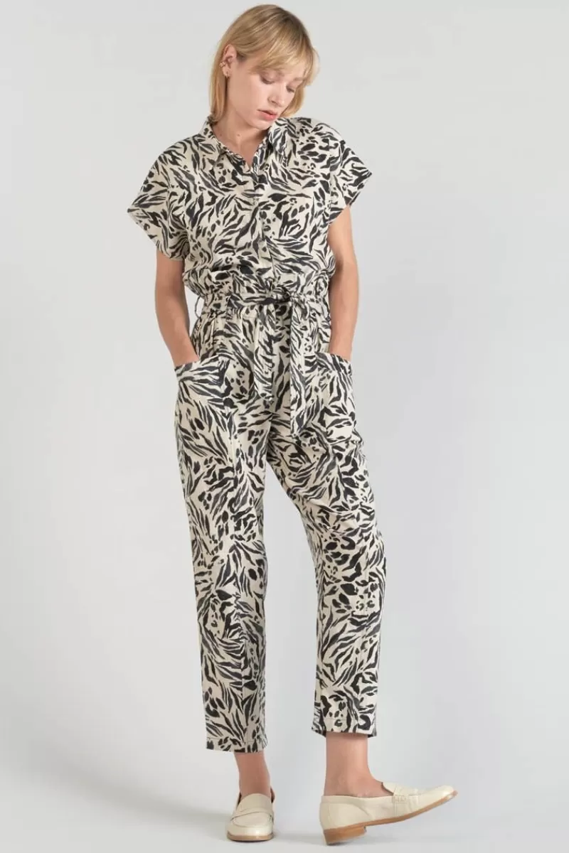 Le Temps des Cerises Pantalons & Chinos-Pantalon En Lin Melange Rida A Motif Animalier Zebra