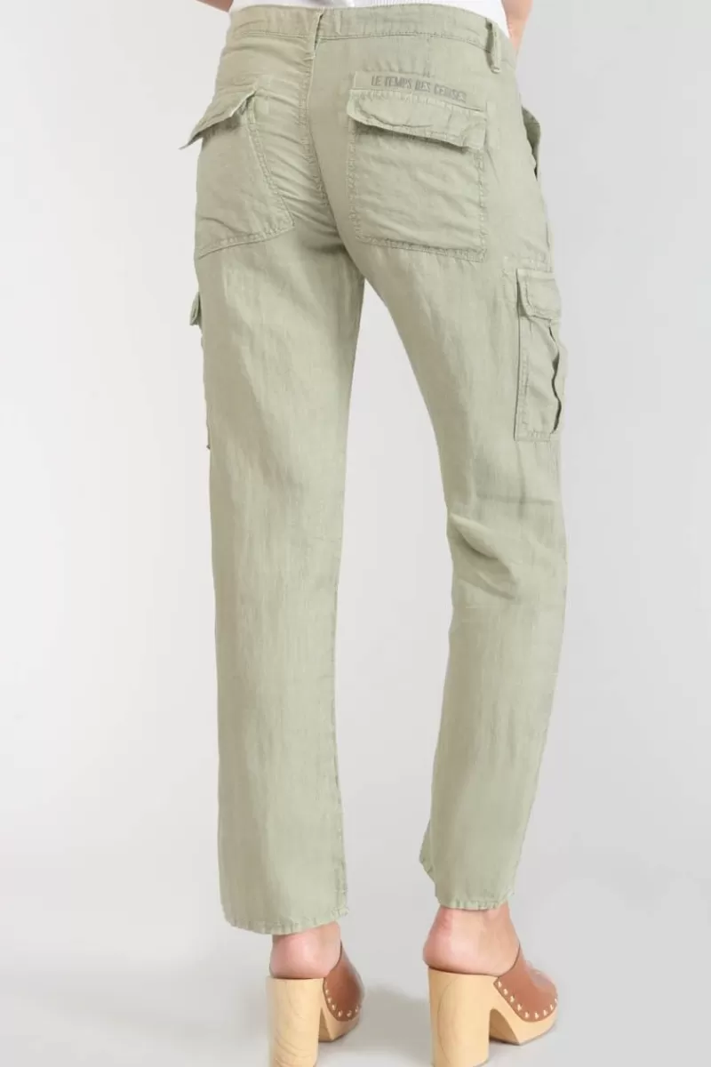 Le Temps des Cerises Pantalons & Chinos-Pantalon Louisa En Lin Vert Amande Sea Spray