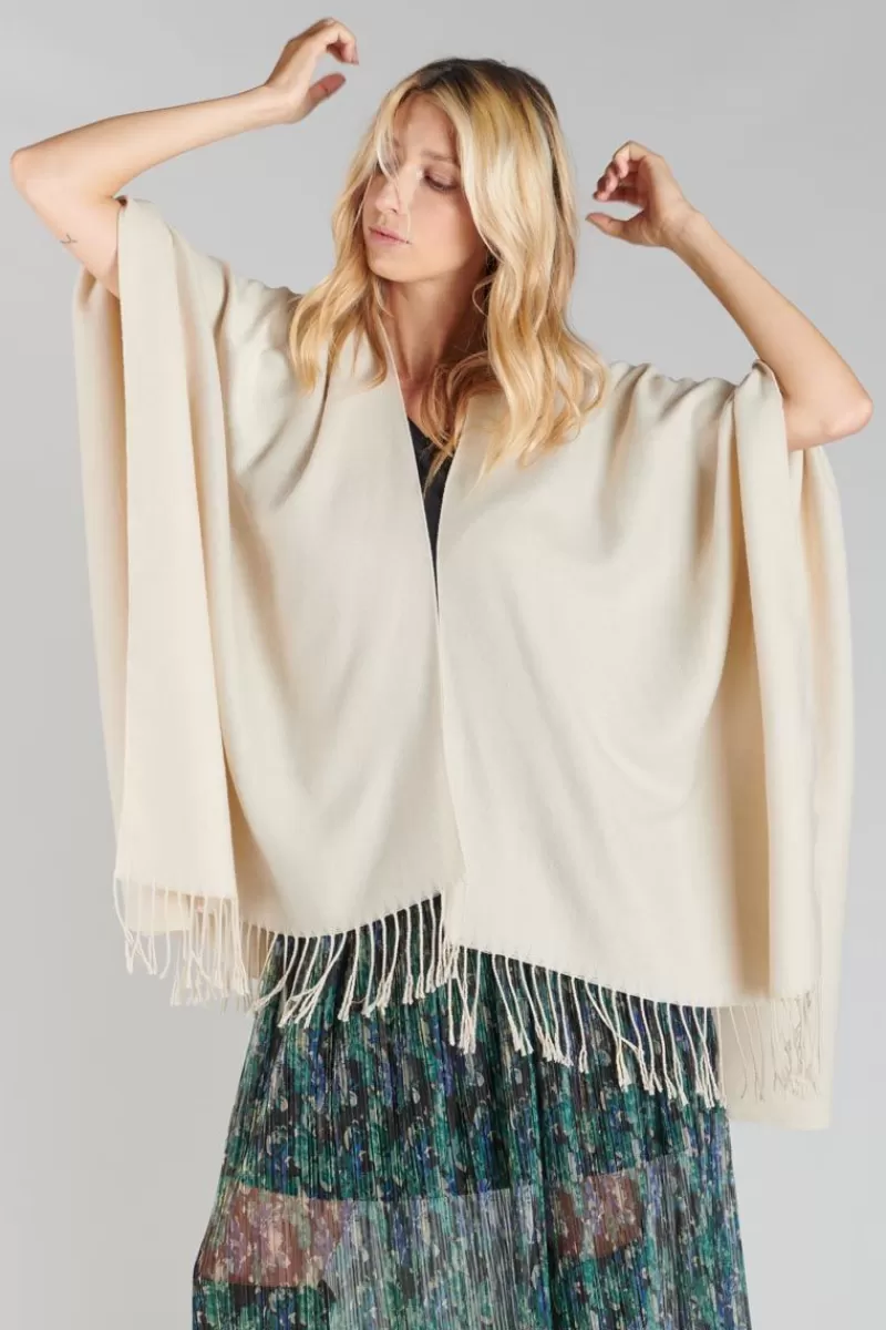 Le Temps des Cerises Vestes & Blousons-Poncho Pili Beige Creme Cream