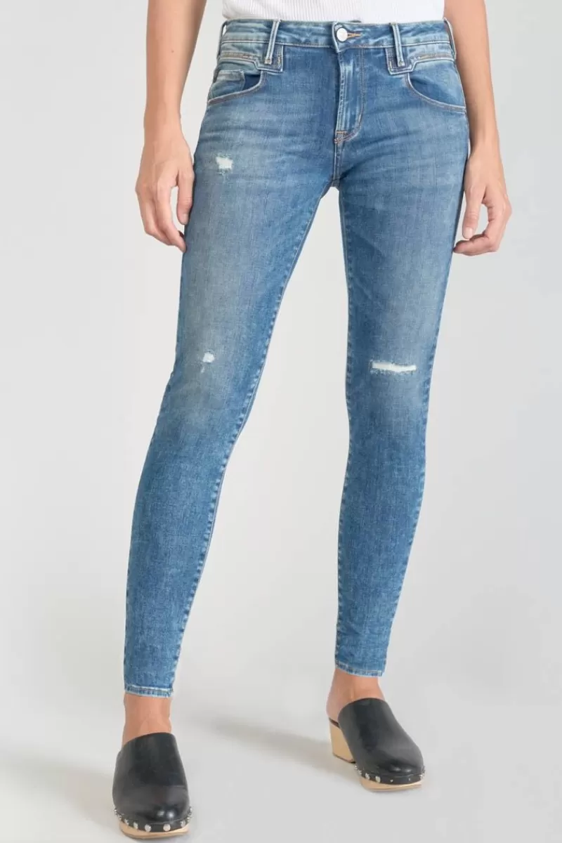 Le Temps des Cerises Coupe Skinny-Pounche Power Skinny 7/8Eme Jeans Destroy Bleu N°3 Blue