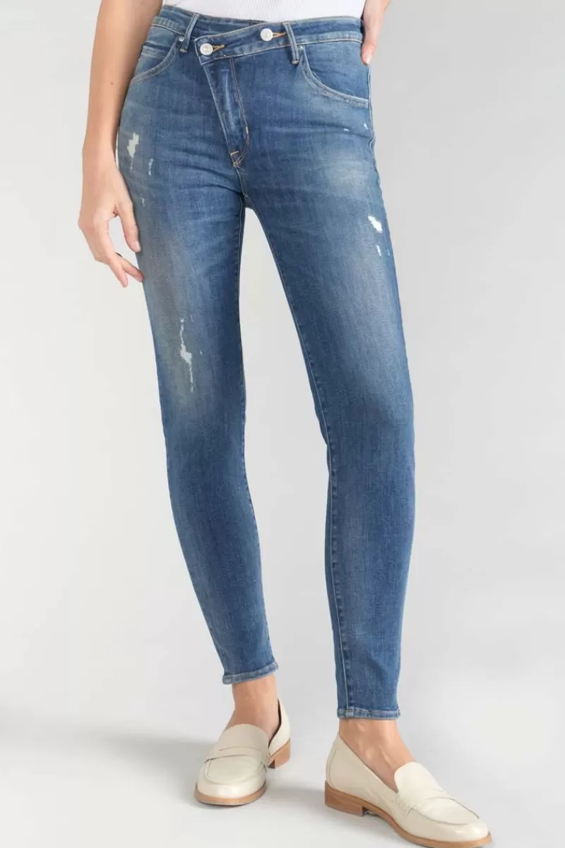 Le Temps des Cerises Coupe Skinny-Power Skinny Taille Haute 7/8Eme Jeans Destroy Bleu N°2 Blue