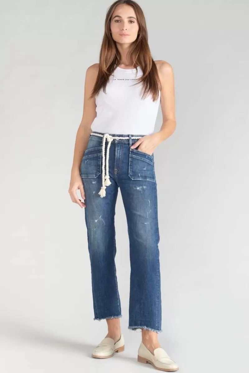 Le Temps des Cerises Coupe Regular-Pricilia Taille Haute 7/8Eme Jeans Destroy Bleu N°2 Blue