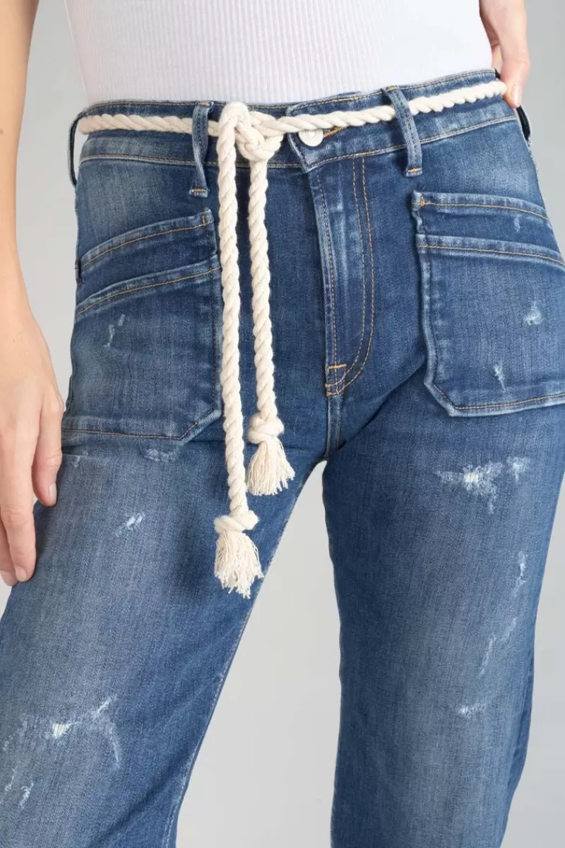 Le Temps des Cerises Coupe Regular-Pricilia Taille Haute 7/8Eme Jeans Destroy Bleu N°2 Blue