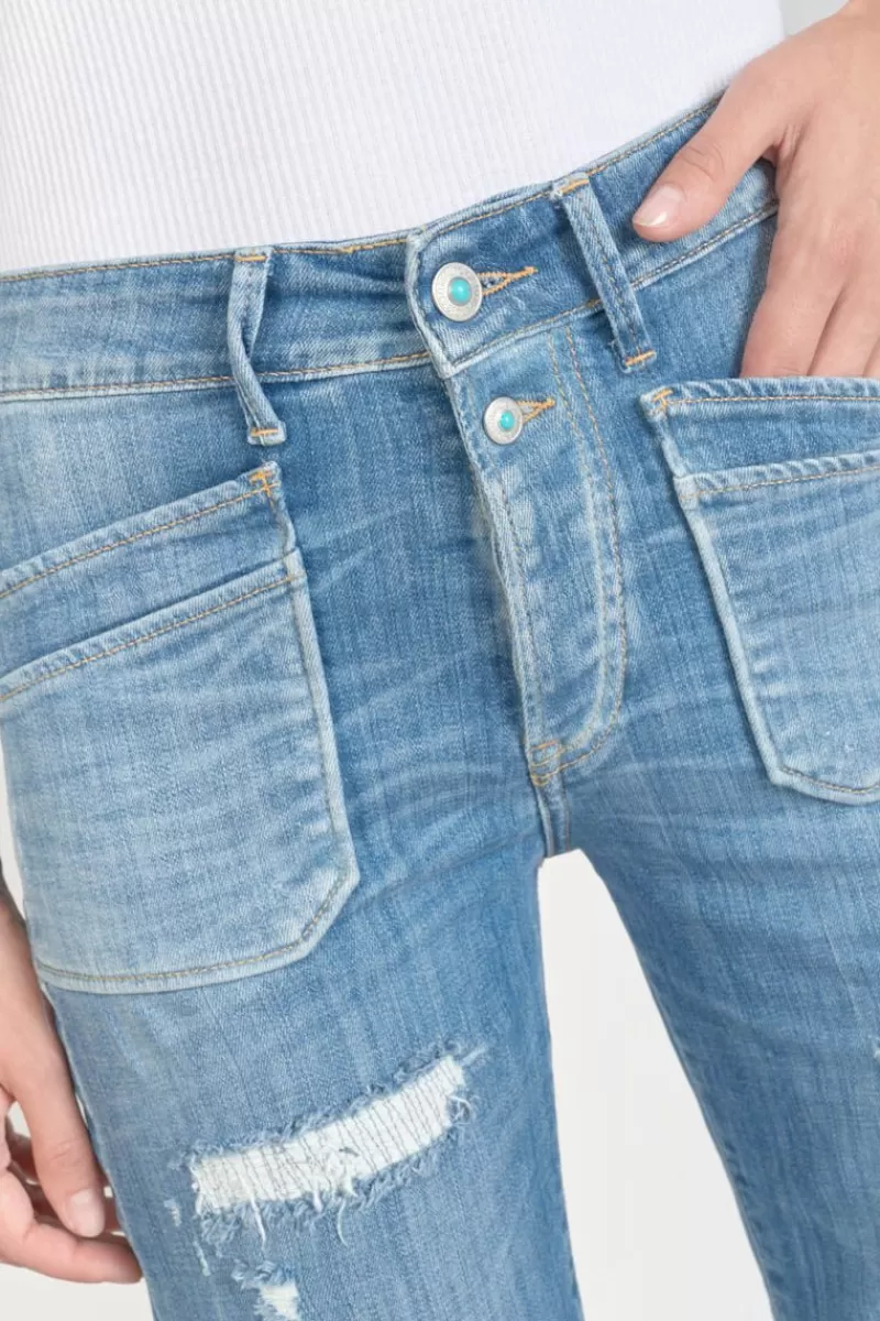 Le Temps des Cerises Coupe Regular-Pricilia Taille Haute 7/8Eme Jeans Destroy Bleu N°4 Blue