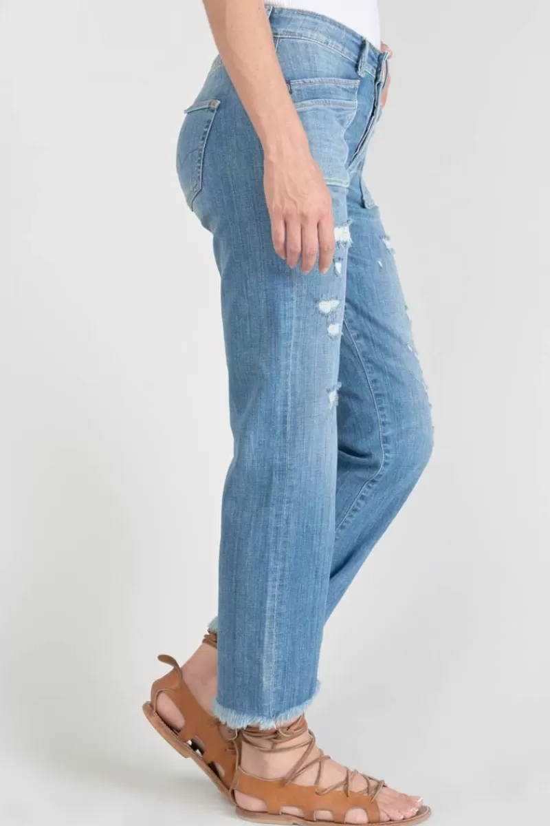 Le Temps des Cerises Coupe Regular-Pricilia Taille Haute 7/8Eme Jeans Destroy Bleu N°4 Blue