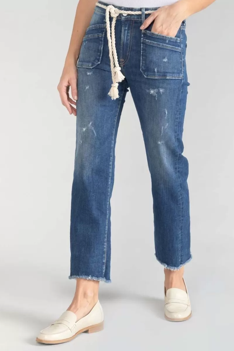 Le Temps des Cerises Coupe Regular-Pricilia Taille Haute 7/8Eme Jeans Destroy Bleu N°2 Blue