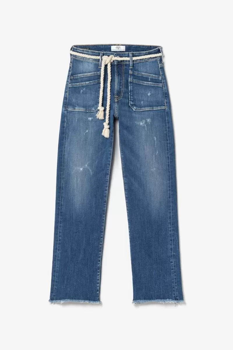 Le Temps des Cerises Coupe Regular-Pricilia Taille Haute 7/8Eme Jeans Destroy Bleu N°2 Blue