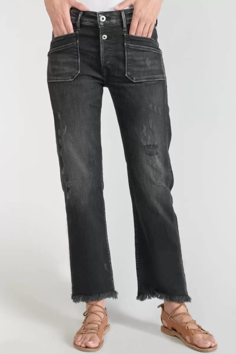 Le Temps des Cerises Coupe Regular-Pricilia Taille Haute 7/8Eme Jeans Destroy Noir N°1 Black / Black