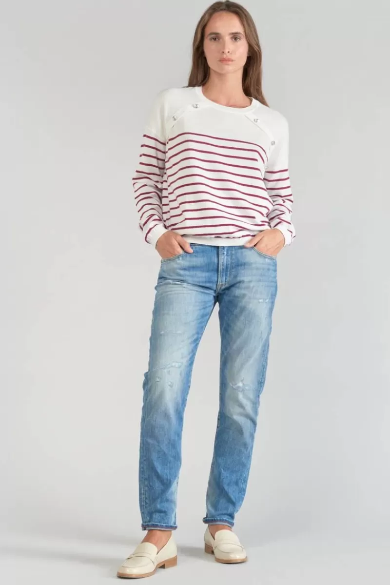 Le Temps des Cerises Pulls & Sweats & Cardigans-Pull Mareva Mariniere Prune Aster