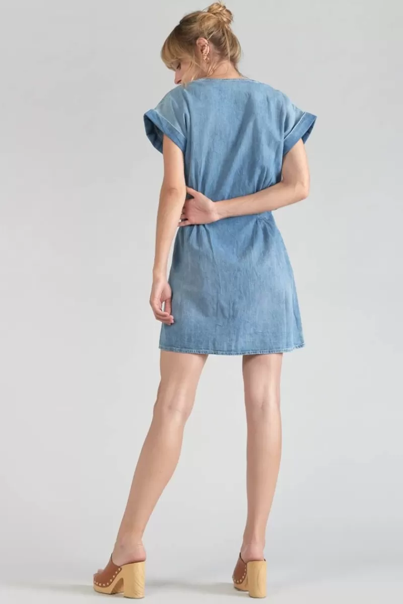 Le Temps des Cerises Robes-Robe Eourres En Jeans Bleu Blue