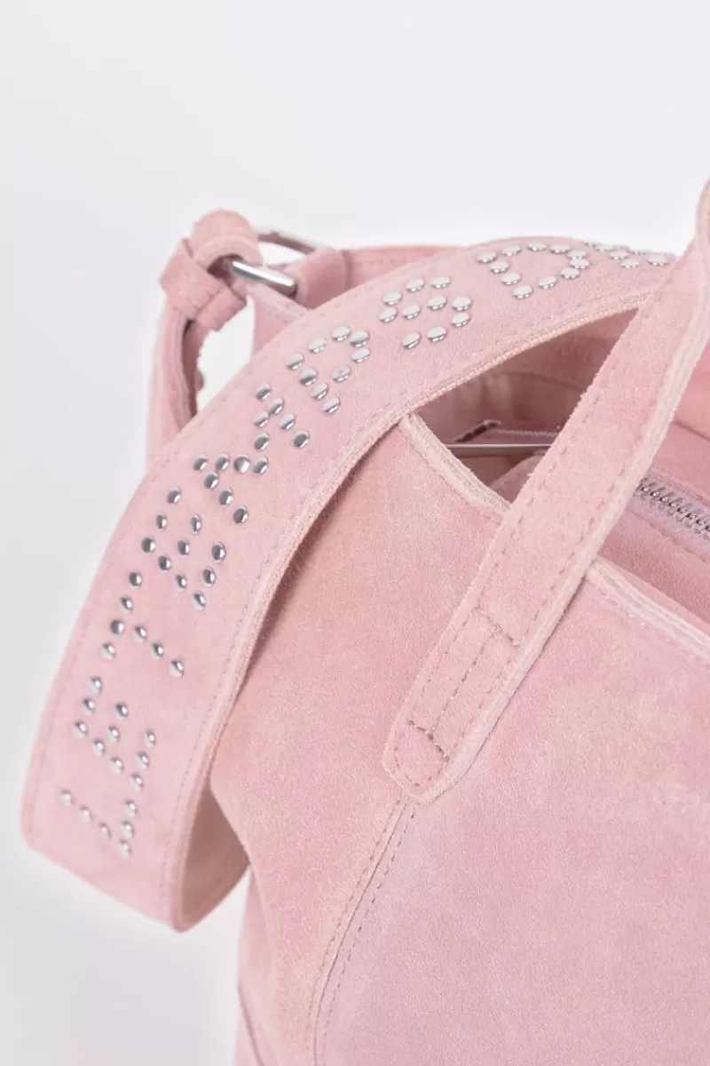 Le Temps des Cerises Sacs & Portefeuilles-Sac Astier En Cuir Suede Rose Poudre Powdery Pink