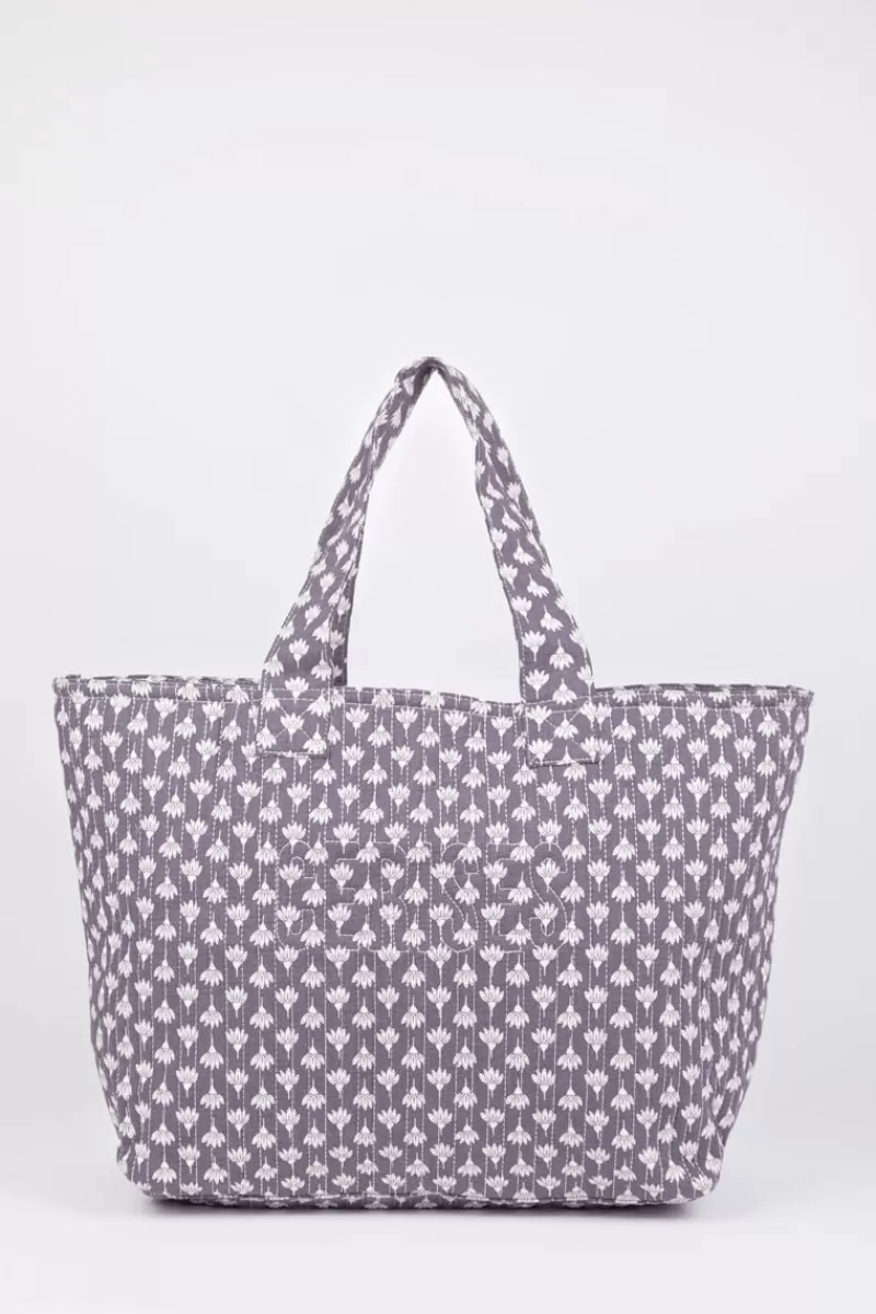 Le Temps des Cerises Sacs & Portefeuilles-Sac Cabas Micky Gris A Motif Fleuri Grey