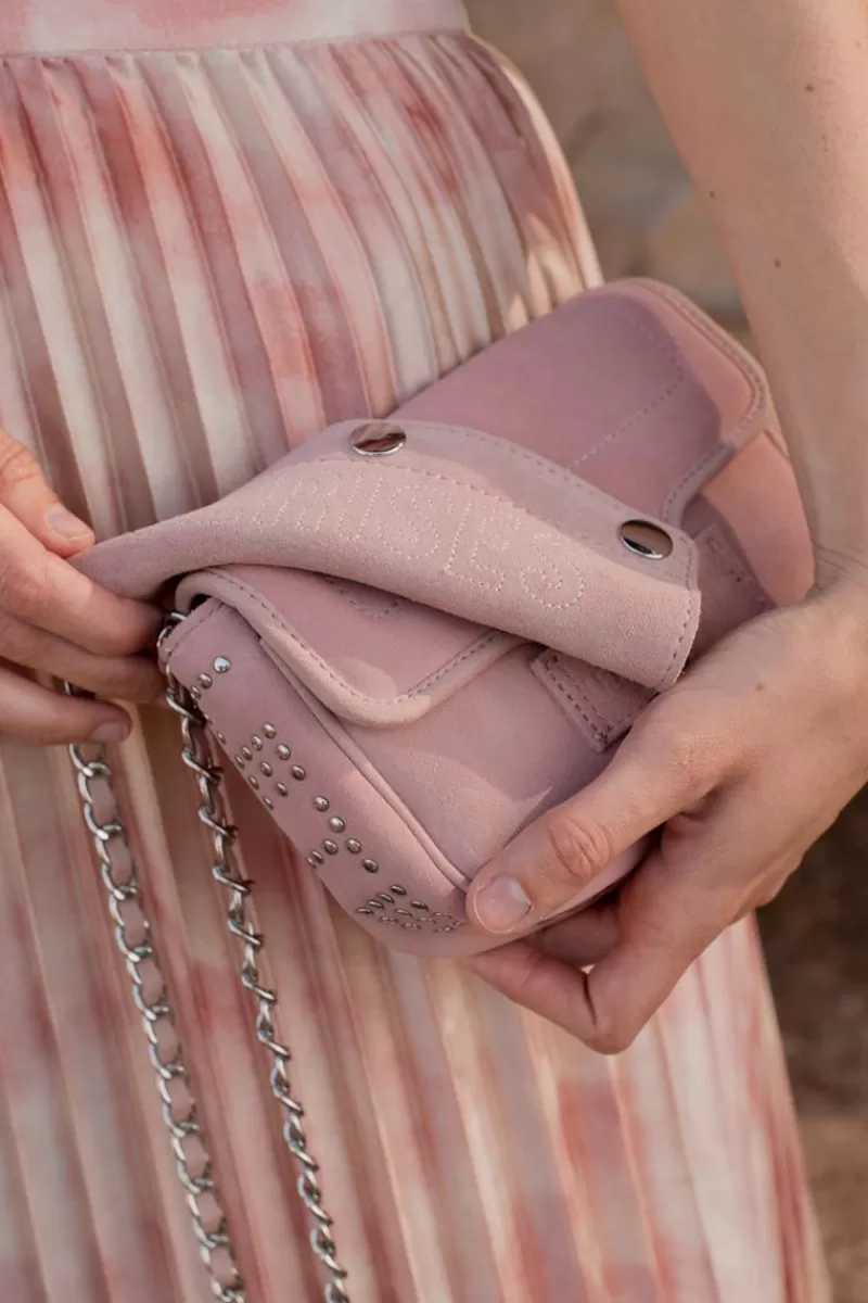 Le Temps des Cerises Sacs & Portefeuilles-Sac Klelia En Cuir Suede Rose Poudre Powdery Pink