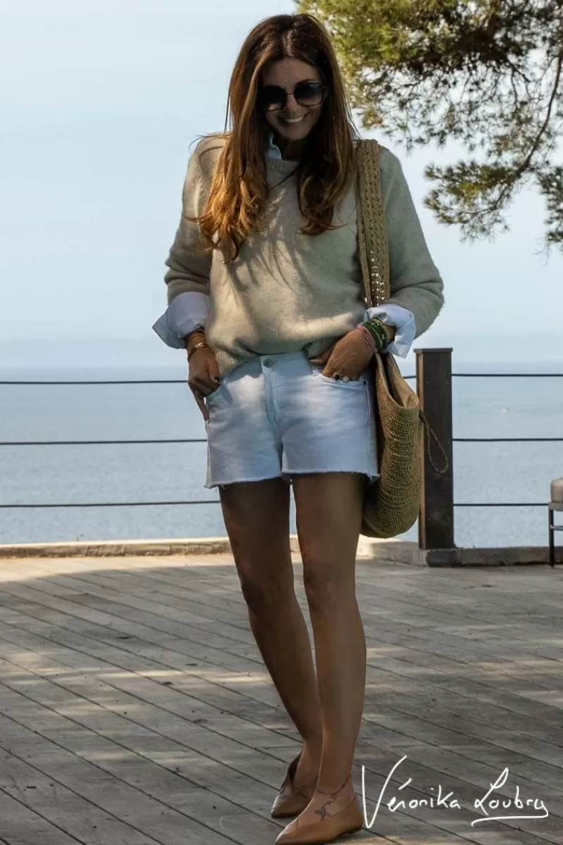 Le Temps des Cerises Jupes & Shorts-Short Court Veronika En Jeans Blanc By Veronika Loubry White