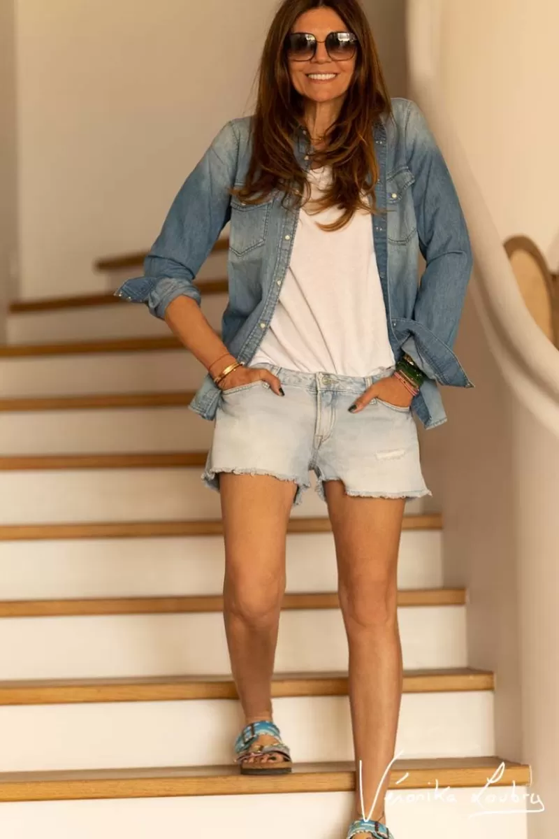 Le Temps des Cerises Jupes & Shorts-Short Court Veronika En Jeans Bleu Clair By Veronika Loubry Blue