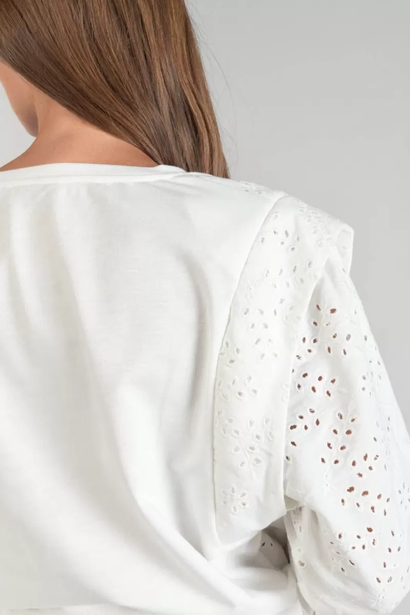 Le Temps des Cerises Pulls & Sweats & Cardigans-Sweat Plume Ajoure Blanc Ice Cream