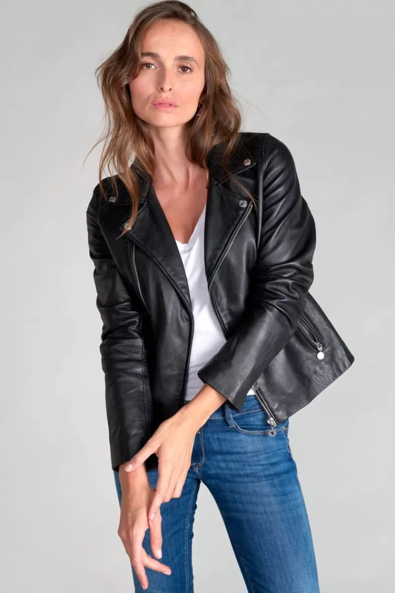 Le Temps des Cerises Vestes & Blousons-Veste Nancy En Cuir Black