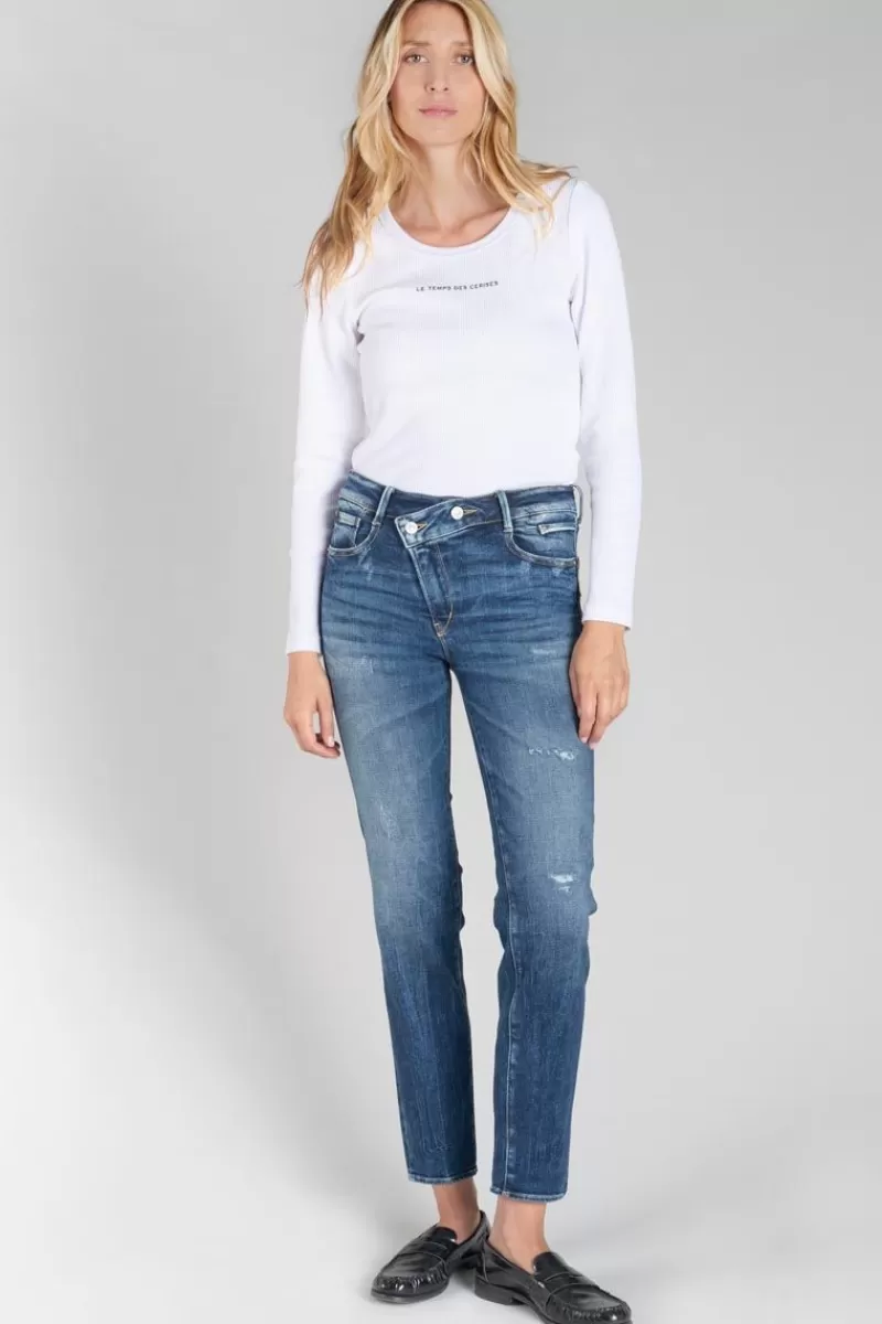 Le Temps des Cerises Coupe Regular-Zep Pulp Regular Taille Haute 7/8Eme Jeans Destroy Bleu N°2 Blue
